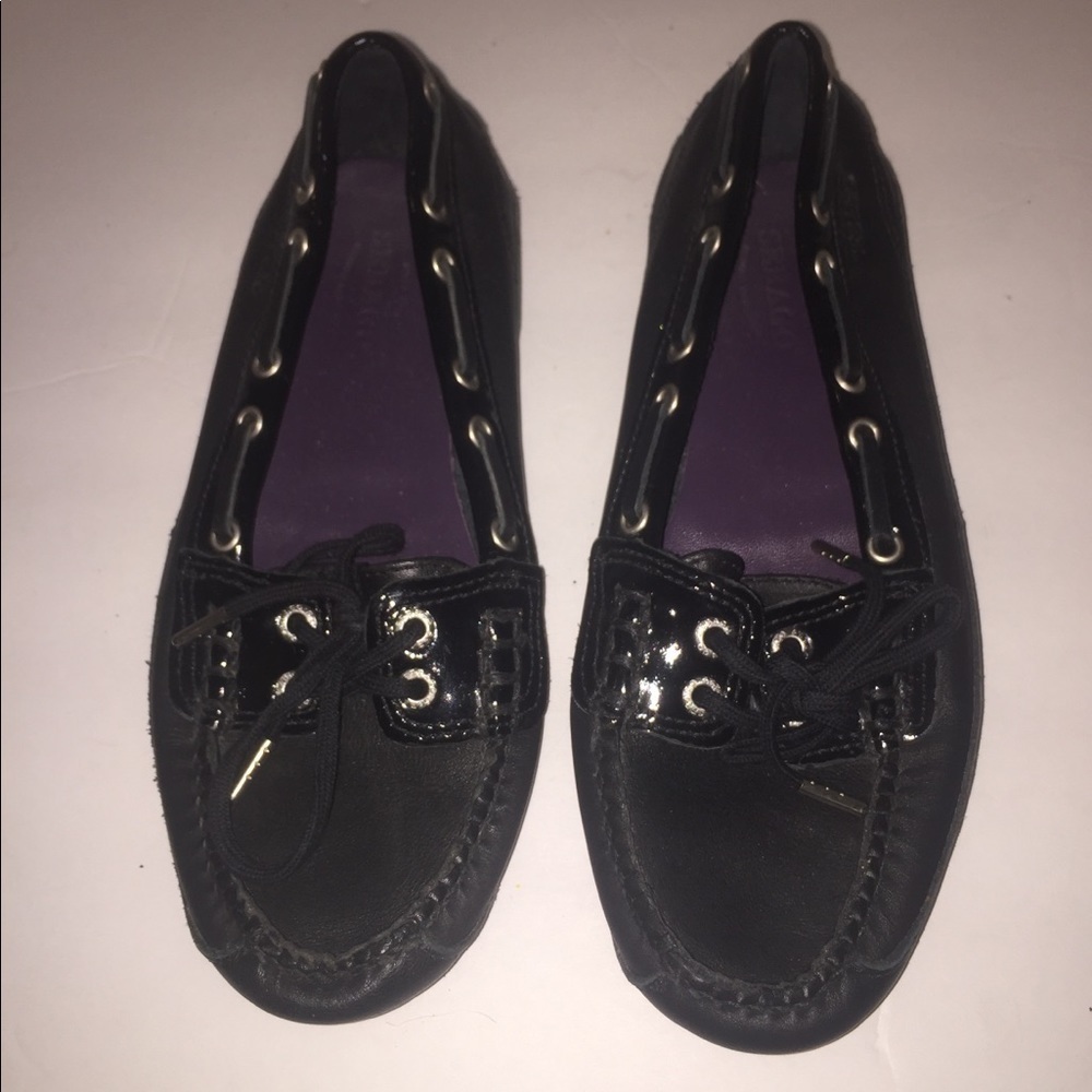 𝅺Sebago bala slip on black leather loafers size 6.5